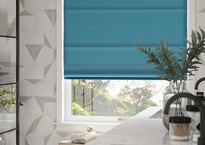 Kyoto Faux Silk, Azure - Motorised Roman Blind - Image 5
